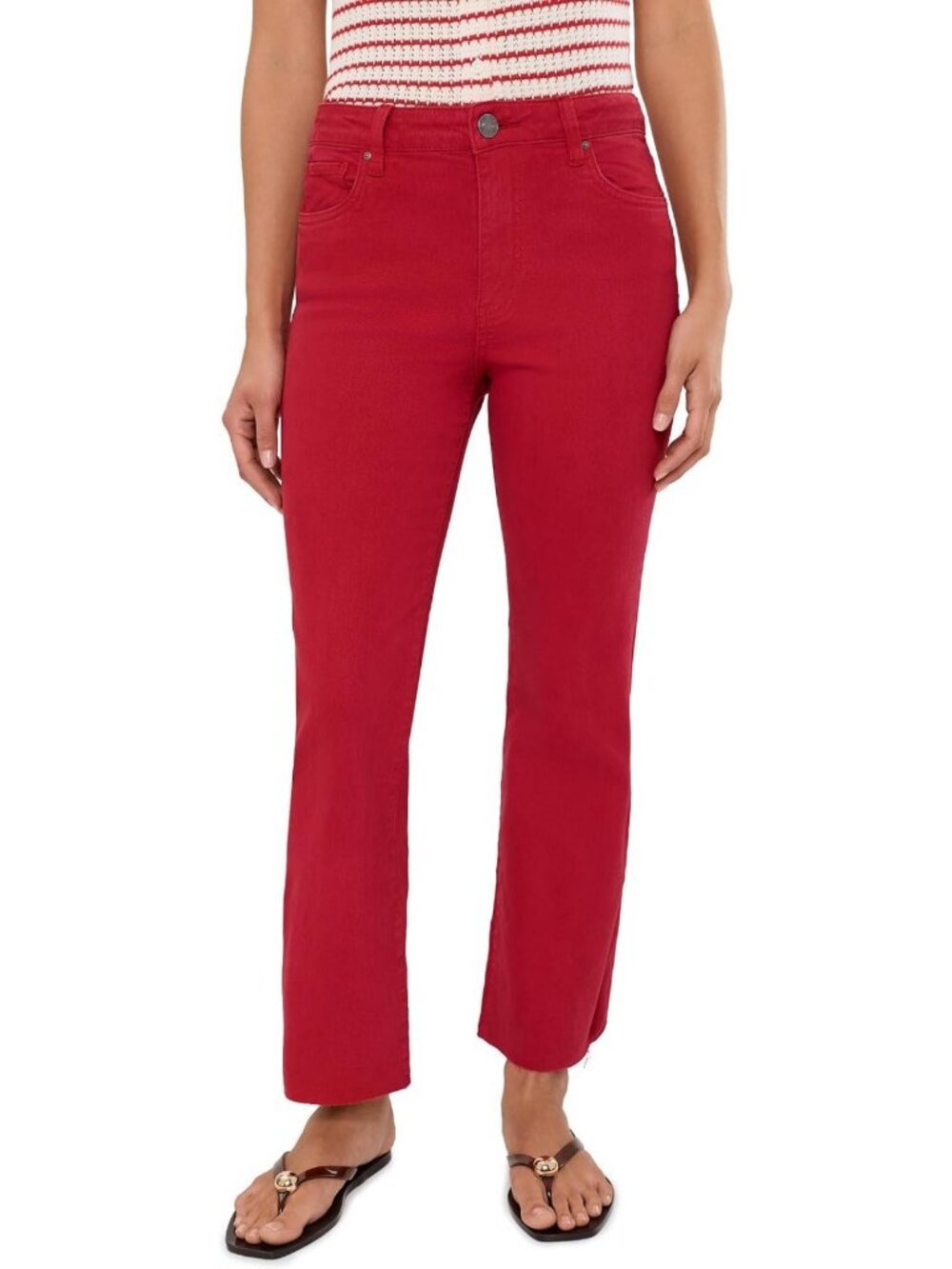 High-Rise Ankle Flare Jeans with Raw Hem | Trendy Casual Style for Women